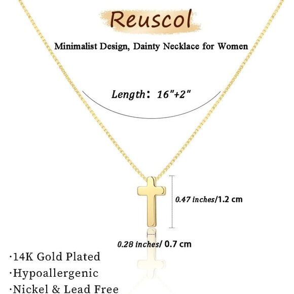 Women's 5-gold 14k Gold Plated Cross Choker Minimalist Simple Dainty Necklaces - Picture 5 of 7